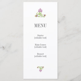 Personalized Folk Floral Wedding Menu Card Meny