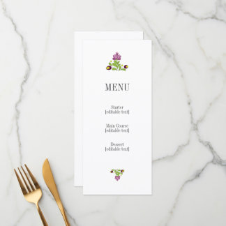 Personalized Folk Floral Wedding Menu Card Meny