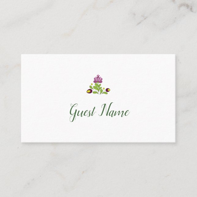 Personalized Folk Floral Wedding Place Card Placeringskort (Framsida)