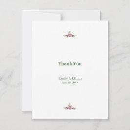 Personalized Folk Floral Wedding Thank You Tack Kort