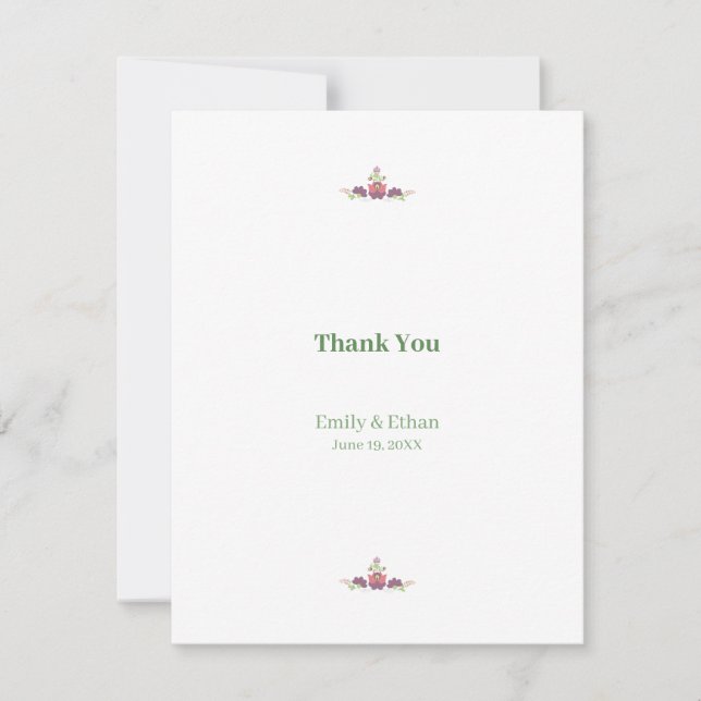 Personalized Folk Floral Wedding Thank You Tack Kort (Framsida)