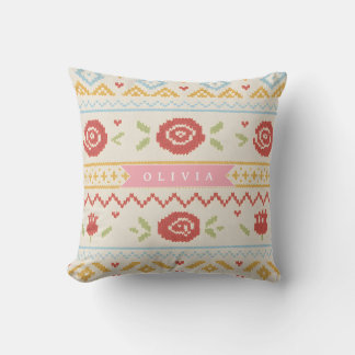 Personalized Folk Nordic Boho Floral Pattern Kudde