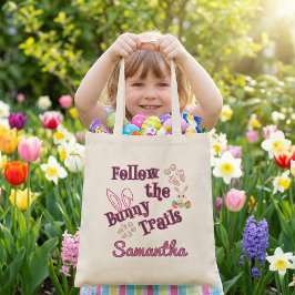 Personalized Follow the Bunny Trails Easter Tygkasse