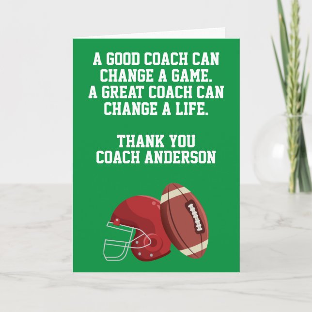 Personalized Football Coach Card From Team Players Kort (Framsida)