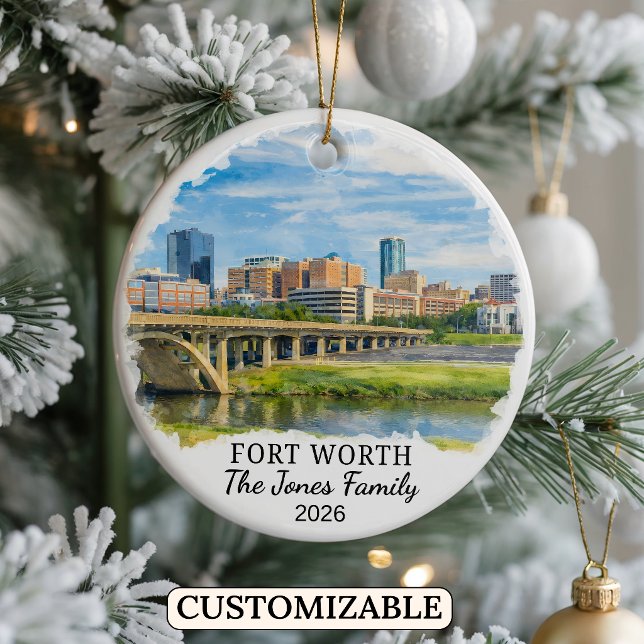 Personalized Fort Worth Ornament, Custom Texas Julgransprydnad Keramik (Skapare uppladdad)