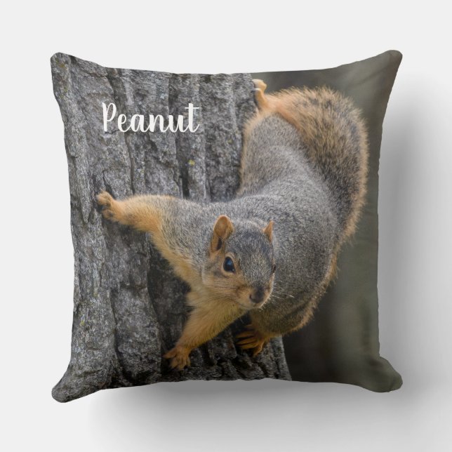 Personalized Fox Squirrel on a Tree Kudde (Baksida)