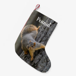 Personalized Fox Squirrel on a Tree Liten Julstrumpa