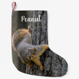 Personalized Fox Squirrel on a Tree Liten Julstrumpa