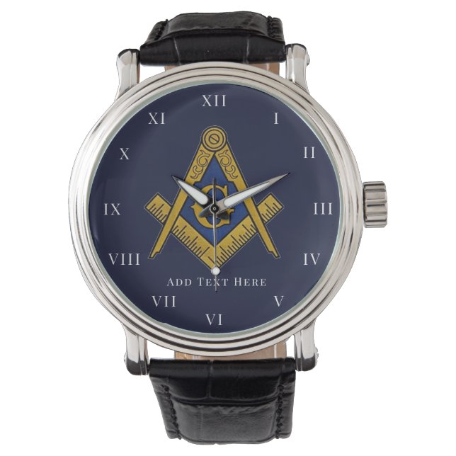 Personalized Freemason gift Square Compass Masonic Armbandsur (Framsida)