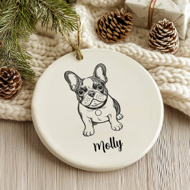 Personalized French Bulldog Dog Christmas Julgransprydnad Keramik
