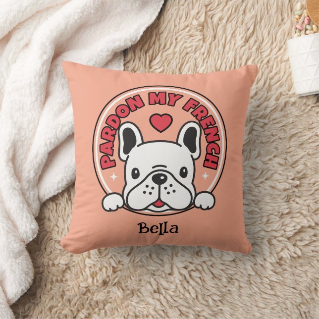 Personalized French Bulldog Funny Quote & Name  Kudde (Filt)