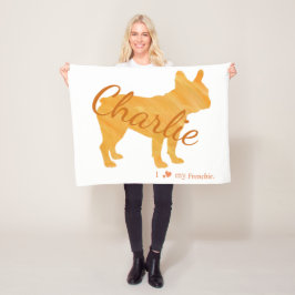 Personalized French Bulldog Pastel Orange Frenchi Fleecefilt