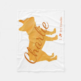 Personalized French Bulldog Pastel Orange  Frenchi Fleecefilt