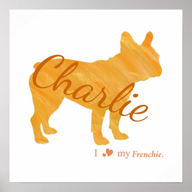 Personalized French Bulldog Pastel Orange Frenchie Poster (Framsidan)