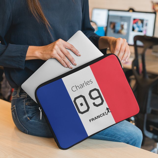 Personalized French Flag Soccer Player Fan Support Laptop Fodral (Skapare uppladdad)