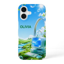Personalized Frutiger Aero Name iPhone 16 Case