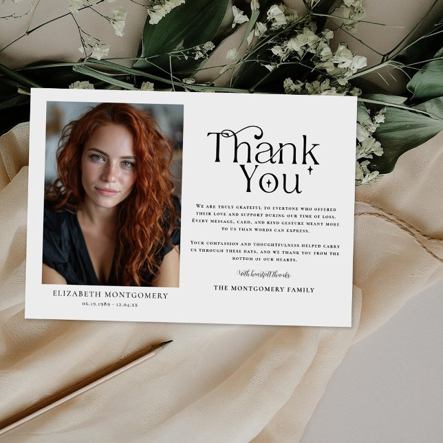 Personalized Funeral Thank You Photo Card Tack Kort (Skapare uppladdad)