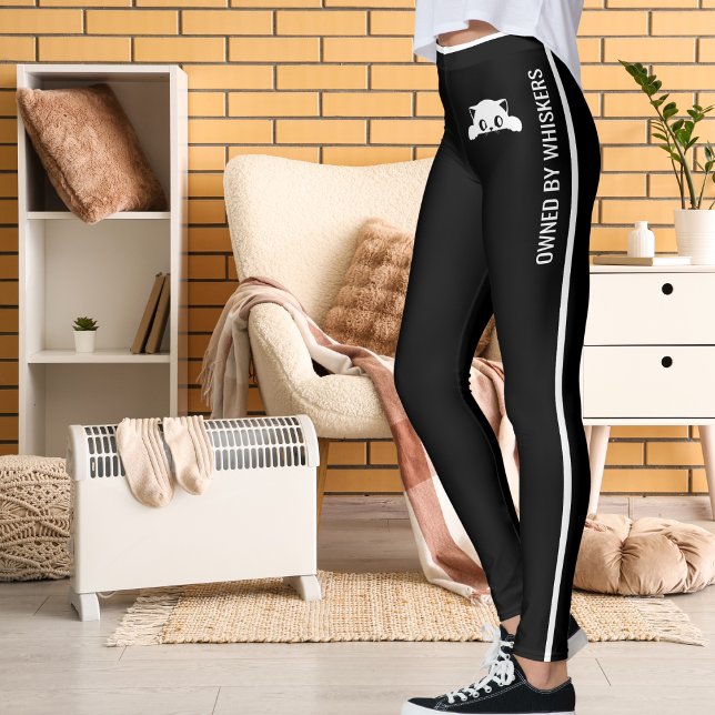 Personalized Funny Cats Pets Black White Stripes Leggings (Skapare uppladdad)