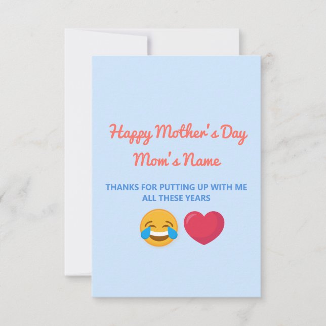Personalized Funny Happy Mothers Day Greeting Kort (Framsida)