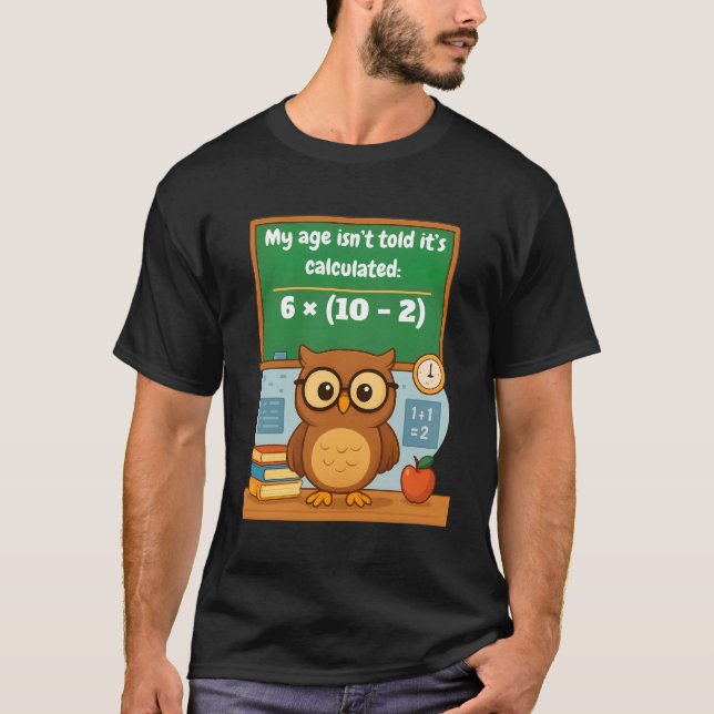 Personalized Funny Math Lover Humor Owl Birthday  T Shirt (Framsida)