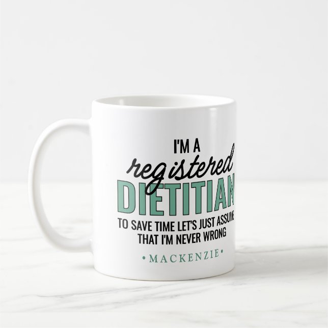 Personalized Funny RD Dietitian Gifts Kaffemugg (Vänster)
