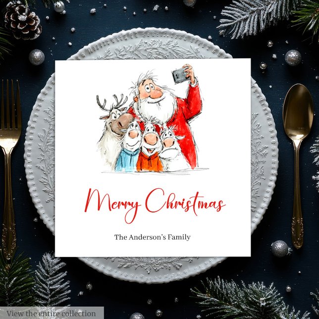 Personalized Funny Santa Christmas Dinner Napkins Pappersservett (Personalized Funny Santa Christmas Dinner Napkins)