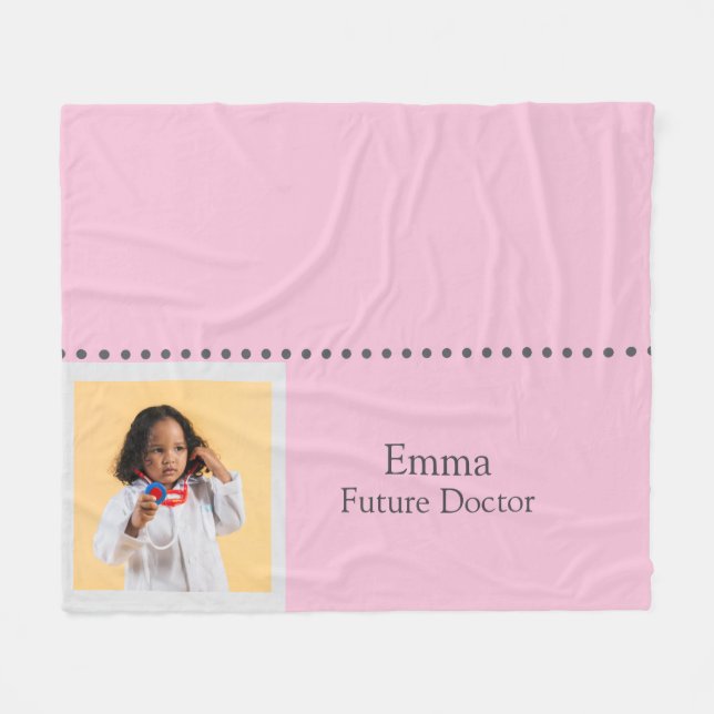 Personalized Future Doctor Kids with Name & Photo Fleecefilt (Framsidan (Horisontell))