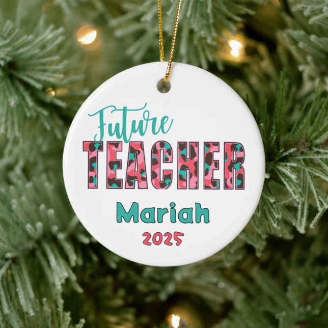 Personalized Future Teacher Leopard Print Ornament (Träd)