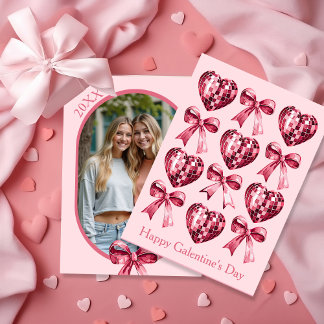 Personalized Galentine’s Day Photo Card -Pink  Julkort