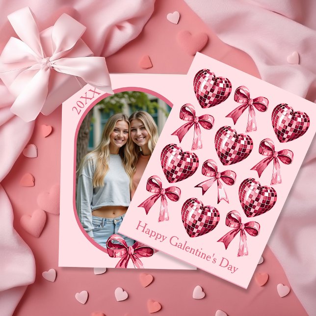 Personalized Galentine’s Day Photo Card -Pink  Julkort (Personalized Galentine’s Day Photo Card -Pink)
