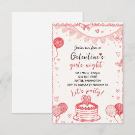 Personalized Galentines Girls Night Invitation OSA Kort
