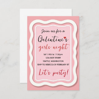 Personalized Galentines Pink Party Invitation OSA Kort