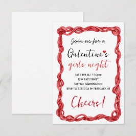 Personalized Galentines Red Party Invitation OSA Kort