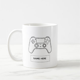 Personalized Gamer Controller Minimalist Sketch  Kaffemugg