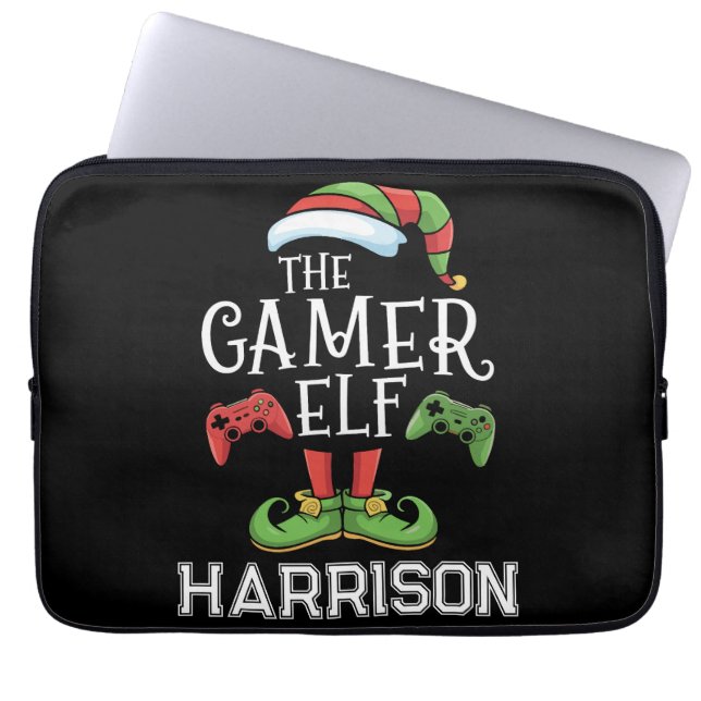 Personalized Gamer Elf Christmas Video Gaming  Laptop Fodral (Framsidan)