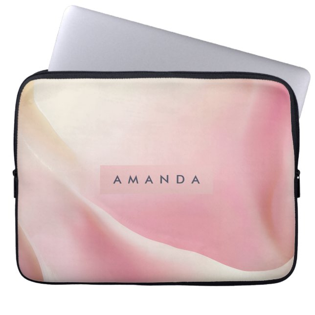Personalized Gentle Pink Silk Wave Design Laptop Fodral (Framsidan)