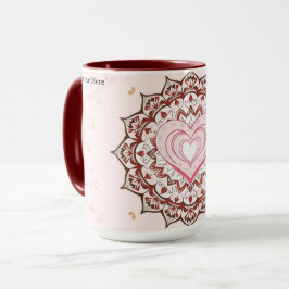 Personalized Geometric Heart Mandala Love Mugg