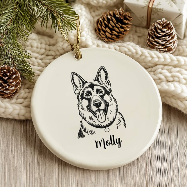 Personalized German Shepherd Dog Christmas Julgransprydnad Keramik (Skapare uppladdad)