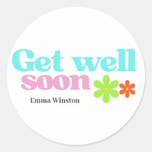 Personalized get well soon message floral white