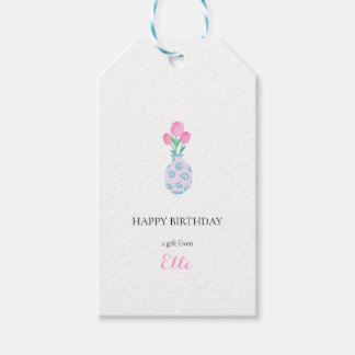 Personalized Gift Tag with Flower Vase Presentetikett