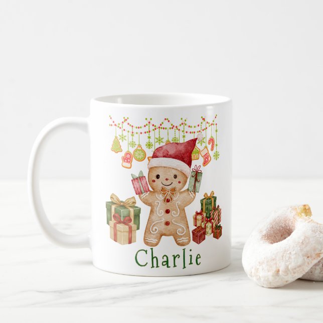 Personalized Gingerbread Cookie Man Christmas Kaffemugg (Med munk)