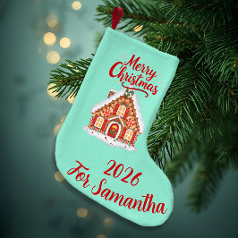 Personalized Gingerbread House Stocking 2026 Liten Julstrumpa
