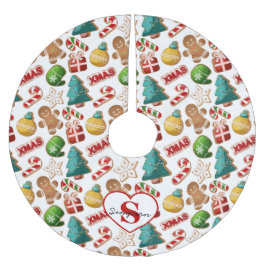 Personalized Gingerbread Man Christmas Treats Julgransmatta Borstad Polyester