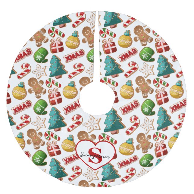 Personalized Gingerbread Man Christmas Treats Julgransmatta Borstad Polyester (Framsidan)