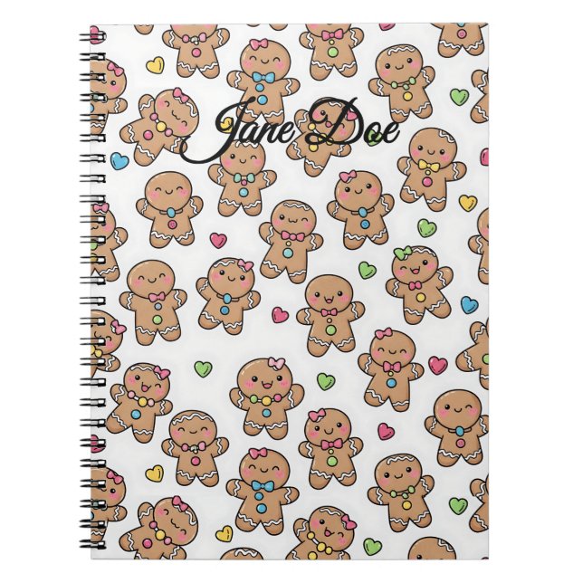 Personalized Gingerbread Men Christmas Notebook Anteckningsbok (Framsidan)