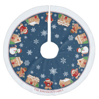 Personalized Gingerbread Village Brushed Polyester Julgransmatta Borstad Polyester