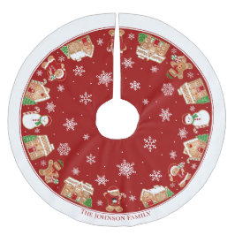 Personalized Gingerbread Village Julgransmatta Borstad Polyester