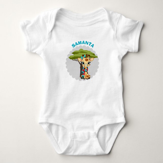 Personalized Giraffe Baby Bodysuit  T Shirt (Framsida)