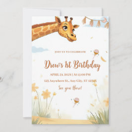 Personalized Giraffe Safari Birthday Invitation Inbjudningar