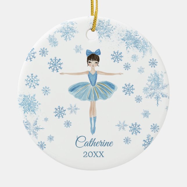 Personalized Girl Ballet Nutcracker Birthday  Julgransprydnad Keramik (Framsidan)